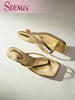 SDEMIN Summer New Women's Solid Color Slippers, Elegant Vacation Shoes, Casual Beach High Heel Sandals, Fashionable Easy-To-Wear High Heels, Suitable For Formal Wear