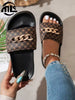 Fashionable Soft & Comfortable Slippers, Casual Chain Decor Slides For Women, Suitable For Indoor & Outdoor Walking