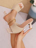 2-3 Inch Heel Sandals Women's Mid-Heel Outdoor Slippers, New Spring/Summer 2025 Korean Fashion Strap Slides, Fabric Beach Party Wedding Office