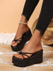Bohemian Style Minimalist Wedge Flip Flops, Anti-Slip Textured Sole Beach Sandals Suitable For Vacation,Summer Outfits